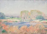 Willow Trees, Rooiplaat by Jacobus Hendrik Pierneef, oil on board, sold Jul 2022