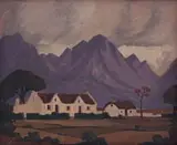 Landscape with Homestead by Jacobus Hendrik Pierneef, oil on canvas, sold Jul 2022