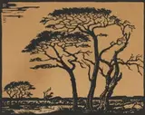Kameeldorings, Springbokvlakte (Nilant 95) by Jacobus Hendrik Pierneef, linocut on paper, sold Jul 2022