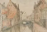 De Gouden Hand Rey, Brugge by Jacobus Hendrik Pierneef, watercolour and pencil on paper, sold Jul 2022
