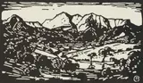 Ausberg, Windhoek, S.W.A. (Nilant 116) by Jacobus Hendrik Pierneef, linocut on paper, sold Jul 2022