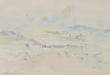 Riviersonderend outside McGregor, Western Cape by Jacobus Hendrik Pierneef, pencil and watercolour on paper, sold Jul 2022