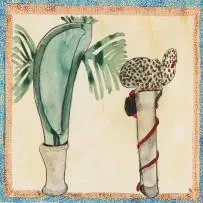 Alan Crump, Composition with Standing Forms, watercolour and pastel on paper