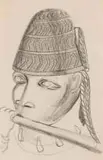 Alexis Preller, Beninese Musician III, sketch, pencil on paper