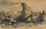 Alexander Rose-Innes, Rocks at Onrust, Cape Province, watercolour and ink on paper