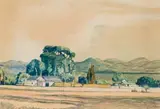 Landscape with Farmstead by Jacobus Hendrik Pierneef, watercolour on paper laid down on card, sold Jun 2022