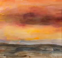 Sunset by Alice Elahi, watercolour on artist's illustration board, sold Jun 2022