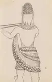 Alexis Preller, Beninese Musician II, sketch, pencil on paper
