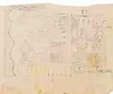 Design for Dust Jacket of 'African Village' by James Walton, sketch by Alexis Preller, pencil on paper, offered Jun 2022
