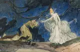 William Timlin, The Witches' Cats, watercolour on paper laid down on card