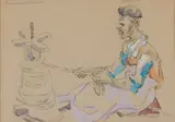 Pruimtabakdraaier, Oudtshoorn, K.P. (Chewing Tobacco Winder) by Gregoire Boonzaier, watercolour on paper, sold Jun 2022