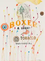 Boxer by Wayne Barker, watercolour, pencil and charcoal on paper, offered Jun 2022
