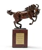 Danie de Jager, Drinker of the Wind, bronze with a brown patina on a granite base