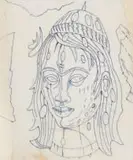 The Poet Prince, drawing for transfer to canvas by Alexis Preller, ballpoint pen and pencil on tracing paper, sold Jun 2022