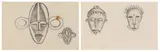 Baboa Mask, Belgian Congo; Gold Ornaments, Gold Coast, sketches , two by Alexis Preller, pencil on paper, sold Jun 2022