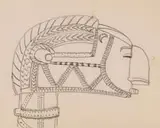 Baga Head, Guinea, sketch by Alexis Preller, pencil on paper, sold Jun 2022