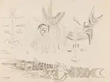 Yaka, Bwa and other African Masks, sketches by Alexis Preller, pencil on paper, offered Jun 2022