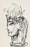 Alexis Preller, Florentine Profile, sketch, felt-tip pen on paper
