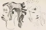African Masks, sketch by Alexis Preller, pencil on paper, sold Jun 2022