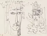 Flower King I, sketch by Alexis Preller, felt-tip pen on paper, sold Jun 2022