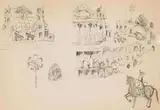 Stage Set Design with Trees and Horseman, sketch by Alexis Preller, pencil on paper, offered Jun 2022