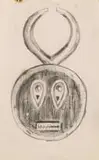 Baule Mask I, Ivory Coast, sketch by Alexis Preller, pencil on paper, sold Jun 2022