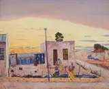 John Koenakeefe Mohl, Evening on Sophia Town, Tvl (sic), oil on board