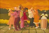 Sthembiso Sibisi, Dancing in the Park, oil on canvas laid down on board