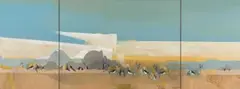 Herd of Springbok by Keith Joubert, oil on canvas, sold Jun 2022