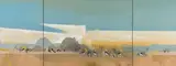 Keith Joubert, Herd of Springbok, oil on canvas