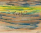Antelope in Landscape by Gordon Vorster, oil on canvas laid down on board, offered Jun 2022