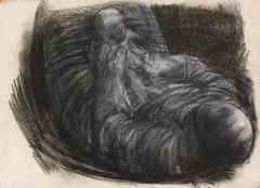 Bill Ainslie, Mother and Child, charcoal and pastel on paper