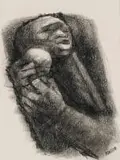 Bill Ainslie, Mother and Child, charcoal on paper