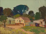 Piet van Heerden, Scene with Buildings and Trees