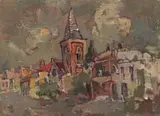 English Church, Bree Street, Cape Town by Gregoire Boonzaier, oil on canvas, offered Jun 2022
