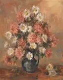 Johannes Oldert, Still Life with Dahlias and Daisies