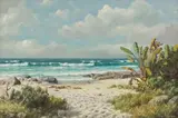 Roy Taylor, Beach Scene, oil on board