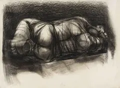 Bill Ainslie, Reclining Figure, charcoal on paper