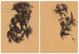 Ezrom Legae, Abstract Figures, two, ink on paper