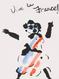 Robert Hodgins, Vive la France!, lithograph on paper
