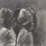The Mourners by Sam Nhlengethwa, lithograph, sold Jun 2022