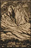 The Twins, Stellenbosch (Nilant 20) by Jacobus Hendrik Pierneef, linocut on paper, sold Jun 2022