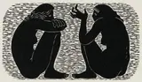 Bronwen (Jinny) Heath, Conversation, linocut on paper