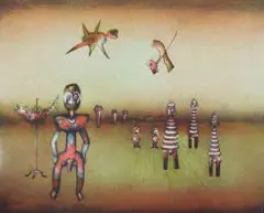 Tadeusz Jaroszynski, Composition with Fantasy Figures, screenprint on paper