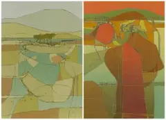 Fred Schimmel, Abstract Landscapes, two, screenprint on paper