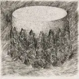 Jeremy Wafer, Tank with Trees, etching on paper