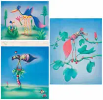 Norman Catherine, Tribute to King Ferd (Feeding Baby Twittering Twook; Luminous Fook Mook; The Rare Gaboob), three, digital colour print on paper