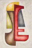 Hannes Harrs, Abstract Composition with Brown and Red, colour etching