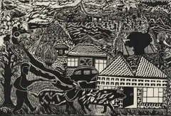 Sandile Goje, Herd's Man (sic), linocut on paper