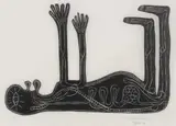 Michael Costello, Figure on its Back with Outstretched Limbs, linocut on tissue paper